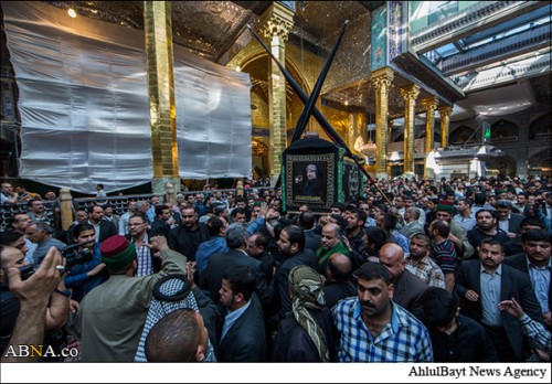 مراسم تشییع «حاج محمد حمزه کربلایی» مداح اهل‌بیت(ع) در کربلای معلی انجام شد