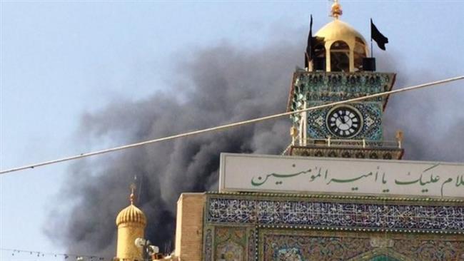 آتش‎سوزی در نزدیکی حرم امام علی(ع)/ حریق به زائران آسیبی نرساند